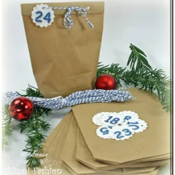 Discount Adventskalender Papiertüten zum Befüllen in rot, blau oder grün, 14 x 22 cm für Kinder und Erwachsene, Advent, Nikolaus Adventkalender Adventskalender