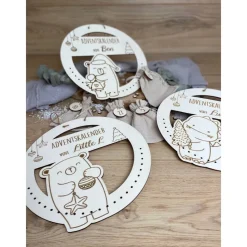 Outlet Adventskalender personalisiert mit Namen Dino rund / Weihnachtskalender Advent zum befüllen Adventskalender