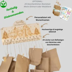 Adventskalender|MiniPiShop Adventskalender personalisiert zum Befüllen Kinder - Motiv Weihnachts Tiere Arche NOAH - DIY Adventskalender Kraftt&