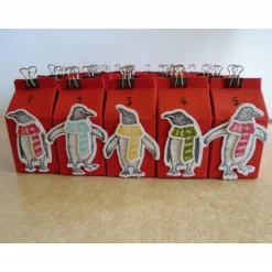 Sale Adventskalender Pinguin SONDERANGEBOT Weihnachtskalender kleine Milchschachteln Junge Mädchen zum Befüllen Adventskalender