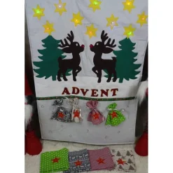 Best Adventskalender Rentiere handgemacht mit LED-Lichterkette, personalisierbar, Baumwolle Adventskalender