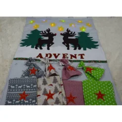 Best Adventskalender Rentiere handgemacht mit LED-Lichterkette, personalisierbar, Baumwolle Adventskalender