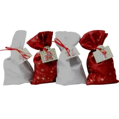 Online Adventskalender "Rot/Weiß", Adventskalender Säckchen mit Zahlen und Bändel Adventskalender