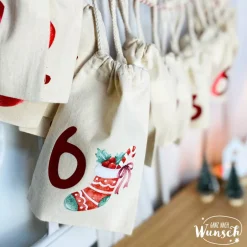 Adventskalender|Ganz nach Wunsch Adventskalender Säckchen 24 Türchen | Adventssäckchen mit Zahlen | Adventskalender