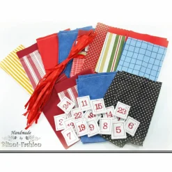 Clearance Adventskalender Stoff Säckchen mit gestickten Zahlen für Kinder und Erwachsene, Weihnachten, Advent, verschiedene Farben Adventskalender