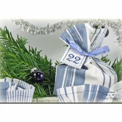 Outlet Adventskalender Stoff Säckchen mit gestickten Zahlen für Kinder und Erwachsene, Weihnachten, Advent, verschiedene Farben Adventskalender