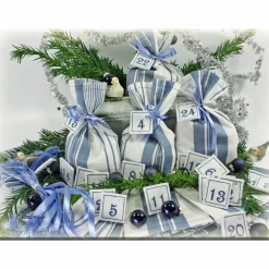 Outlet Adventskalender Stoff Säckchen mit gestickten Zahlen für Kinder und Erwachsene, Weihnachten, Advent, verschiedene Farben Adventskalender