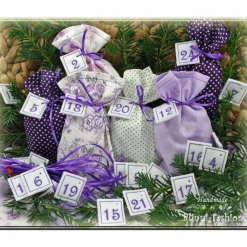 Outlet Adventskalender Stoff Säckchen mit gestickten Zahlen für Kinder und Erwachsene, Weihnachten, Advent, verschiedene Farben Adventskalender
