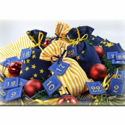 Adventskalender|Blinni-Fashion Adventskalender Stoff Säckchen mit gestickten Zahlen für Kinder und Erwachsene, Weihnachten, Advent, verschiedene Farben