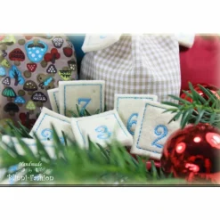 Adventskalender|Blinni-Fashion Adventskalender Stoff Säckchen mit gestickten Zahlen für Kinder und Erwachsene, Weihnachten, Advent, verschiedene Farben