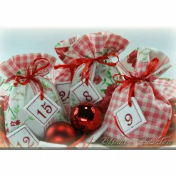 Sale Adventskalender Stoff Säckchen mit gestickten Zahlen für Kinder und Erwachsene, Weihnachten, Advent, verschiedene Farben Adventskalender