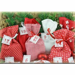 Adventskalender|Blinni-Fashion Adventskalender Stoff Säckchen mit gestickten Zahlen für Kinder und Erwachsene, Weihnachten, Advent, verschiedene Farben