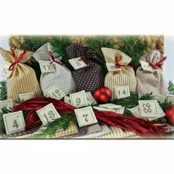 Adventskalender|Blinni-Fashion Adventskalender Stoff Säckchen mit gestickten Zahlen für Kinder und Erwachsene, Weihnachten, Advent, verschiedene Farben
