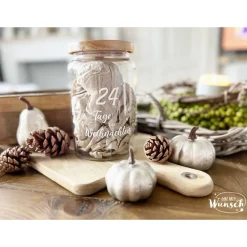 Adventskalender|Ganz nach Wunsch Adventskalender/ Vorratsglas Holzdeckel | Weihnachten | Keksglas |  | Plott | 1270ml | Geschenk zu Weihnachten
