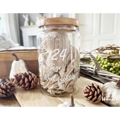 Adventskalender|Ganz nach Wunsch Adventskalender/ Vorratsglas Holzdeckel | Weihnachten | Keksglas |  | Plott | 1270ml | Geschenk zu Weihnachten