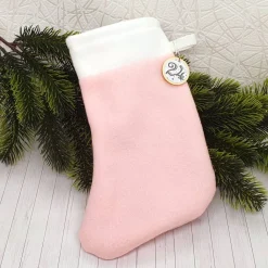 Discount Adventskalender Weihnachtssöckchen rosa – 24 Socken zum Befüllen aus Fleece Geschenke