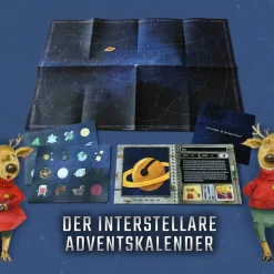 Online Adventskalender Weltraum für Kinder ab 8 Jahren mit 24 kleinen Geschichten, großer Übersichtskarte und Stickern Adventskalender