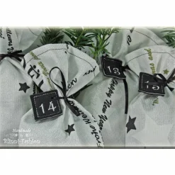 Online Adventskalender XL Säckchen zum befüllen mit gestickten Filz Zahlen, Kinder Erwachsene Advent Stoff Adventskalender