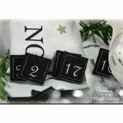 Online Adventskalender XL Säckchen zum befüllen mit gestickten Filz Zahlen, Kinder Erwachsene Advent Stoff Adventskalender