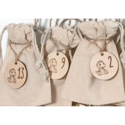 Adventskalenderzahlen|nice-4u Adventskalender Zahlen Holz 1–24, rund Ø4,5 cm | lustiger Drache graviert, wiederverwendbar