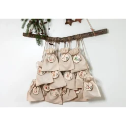 Online Adventskalender Zahlen Holz 1–24, Ø 4,5 cm – rund, mit Waldtieren bedruckt, lasergeschnitten Adventskalenderzahlen