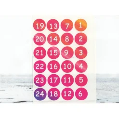 New Adventskalender Zahlen Sticker, 3cm rund, rosa lila pink, WEISS Zahlen 1-24 Aufkleber, made by BuntMixxDESIGN Adventskalenderzahlen
