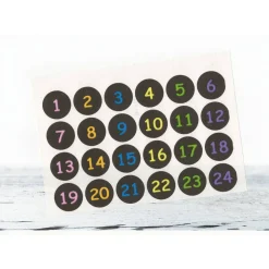 Clearance Adventskalender Zahlen Sticker, 3cm rund, dunkelgrau BUNTE Zahlen 1-24 Aufkleber, made by BuntMixxDESIGN Adventskalenderzahlen