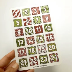 Sticker & Aufkleber|MoriMoriArts Adventskalender Zahlen Sticker – 1–24, matt, quadratisch, Etiketten für DIY Weihnachtskalender, Bullet Journal