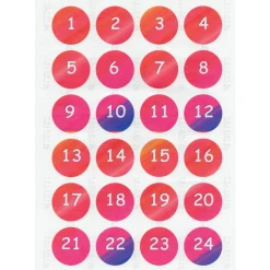 Best Adventskalender Zahlen Sticker, 4cm, Farbverlauf pink lila, Zahlen 1-24 Aufkleber, made by BuntMixxDESIGN Adventskalenderzahlen