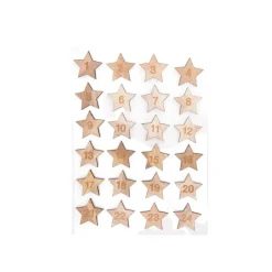 Online Adventskalender Zahlen Sternen-Sticker Holz natur Bastelzubehör