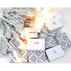 Adventskalender|bunt-mixx-DESIGN Adventskalender zum Befüllen hellgrau weiss Kachel Muster Schiebeschachtel Schachteln Advent, BuntMixxDESIGN