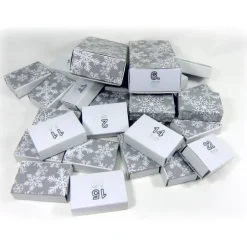 Sale Adventskalender zum Befüllen Mini Schachteln |24 kleine u 2 große Boxen | Zahlen 1-24 | Eiskristall grau wei& Adventskalender