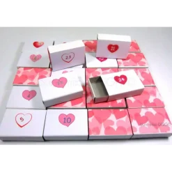 Adventskalender|bunt-mixx-DESIGN Adventskalender zum Befüllen, Mini-Schachteln, Auswahl 1-24 oder 1-25, rosa pink, Herz, pink hearts, Advent Kalender