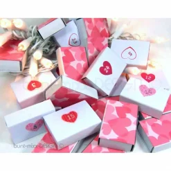 Adventskalender|bunt-mixx-DESIGN Adventskalender zum Befüllen, Mini-Schachteln, Auswahl 1-24 oder 1-25, rosa pink, Herz, pink hearts, Advent Kalender