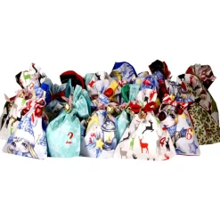 Online Adventskalender zum Befüllen – Stoff Säckchen mit Zahlen & Band, 24-teilig, Handmade Adventskalender