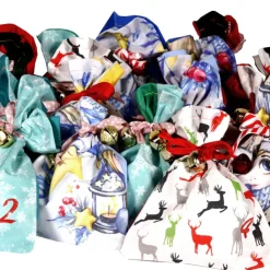 Online Adventskalender zum Befüllen – Stoff Säckchen mit Zahlen & Band, 24-teilig, Handmade Adventskalender