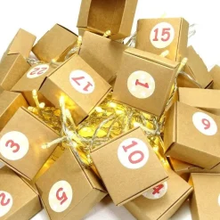 Adventskalender|bunt-mixx-DESIGN Adventskalender zum Befüllen Faltschachteln Kraftpapier Sticker Zahlen rot natur Advent Kalender