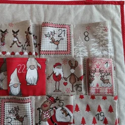 Adventskalender|Beate Modell Beckum Adventskalender zum Befüllen aus Stoff in Rot-Beige, Wandbehang