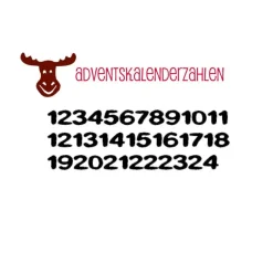 Best Adventskalenderzahlen 1-24 & Elch #4 aus Velour – Flockfolie zum Aufbügeln, farbwahl, inkl. Anleitung Adventskalenderzahlen