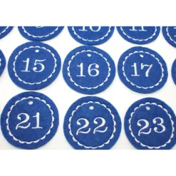 Best Adventskalenderzahlen Anhänger Zahlen blau Filz rund bestickt / Zahlen Anhänger Adventskalender Adventskalenderzahlen