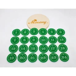 Best Adventskalenderzahlen grün Filz rund bestickt / Anhänger Zahlen / Zahlen aus Filz / Filzzahlen / Zahlen Adventskalender Adventskalenderzahlen