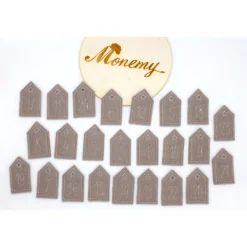 Adventskalenderzahlen Haus Filz taupe grau Adventskalenderzahlen