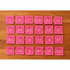 Outlet Adventskalenderzahlen rosa Filz bestickt Adventskalenderzahlen