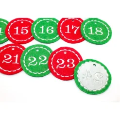 Best Adventskalenderzahlen rot grün Filz rund bestickt / Zahlen für Adventskalender Adventskalenderzahlen