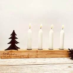 Sale Adventskranz aus Altholz | Kerzenständer mit Tannenbaum für Stabkerzen | Geschenk zur Adventszeit | Adventsleiste Adventskränze