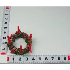 Sale Adventskranz aus Holz mit echten roten Kerzen im Kerzenhalter, gold, rot gehaltene Dekoration Adventskränze