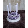 Online Adventskranz Holz mit Trockenblumen lila silberfarbig modern Adventskränze