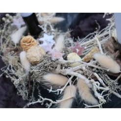 Adventskränze|DeinZuhause Adventskranz Holz mit Trockenblumen schwarz natur modern