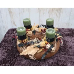 Adventskränze|DeinZuhause Adventskranz Holz Trockenblumen groß Tischkranz Weihnachten