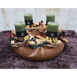 Adventskränze|DeinZuhause Adventskranz Holz Trockenblumen groß Tischkranz Weihnachten